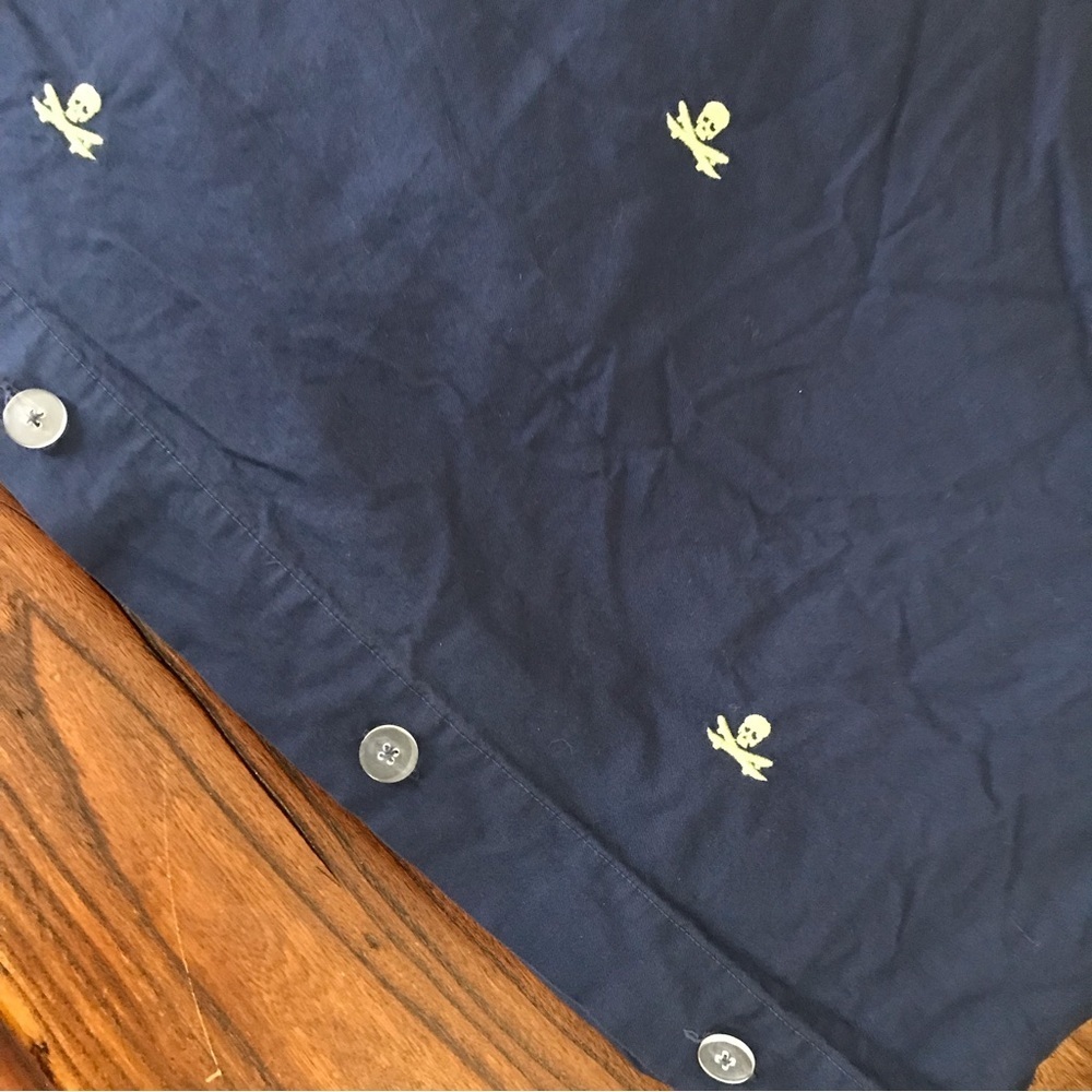 Pottery Barn Kids Navy Blue Skull & Crossbones Duvet Cover